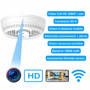 Alternative view of Faux détecteur de fumée caméra espion HD 1080P Wifi avec vision nocturne