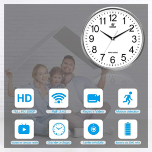 Alternative view of Caméscope Horloge Murale 1080P Capteur Mouvement Caméra Espion Invisible WiFi