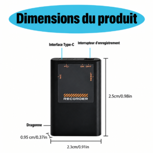 Alternative view of Enregistreur Vocal M11 – 16 / 32 / 64 Go – Recharge USB-C – Autonomie de 28 Heures