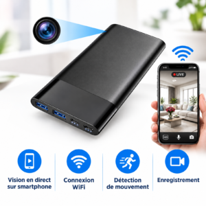 Caméra Espion Powerbank WiFi H20 10000mAh – Batterie Externe avec Caméra Intégrée