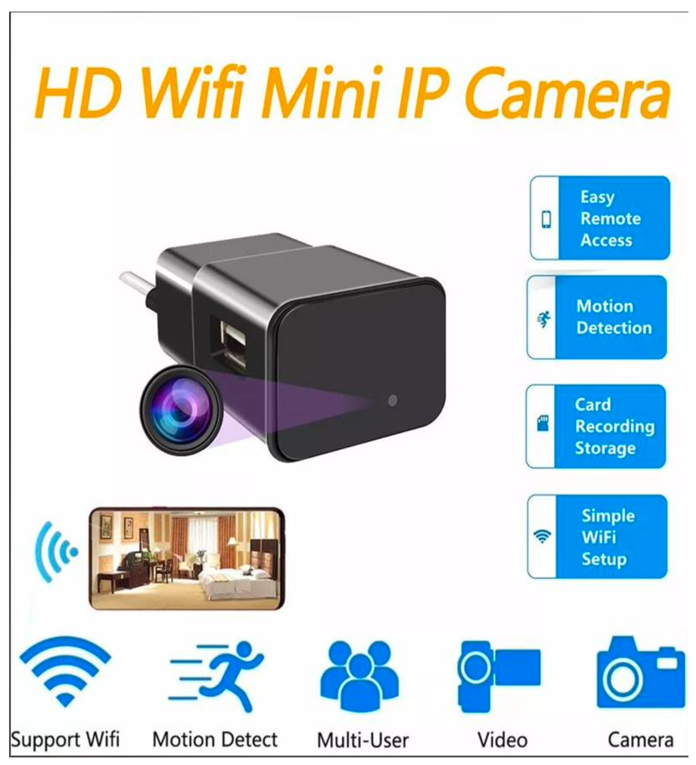 Caméra Espion intégrée dans un chargeur USB Wi-Fi – Image 4