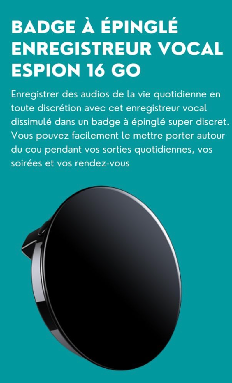 Mini Enregistreur vocal Badge-épinglette 8 Go Q3 – Image 3